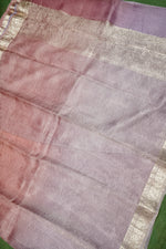 Handwoven Dual Color Banarasi Crush Tissue Silk Saree