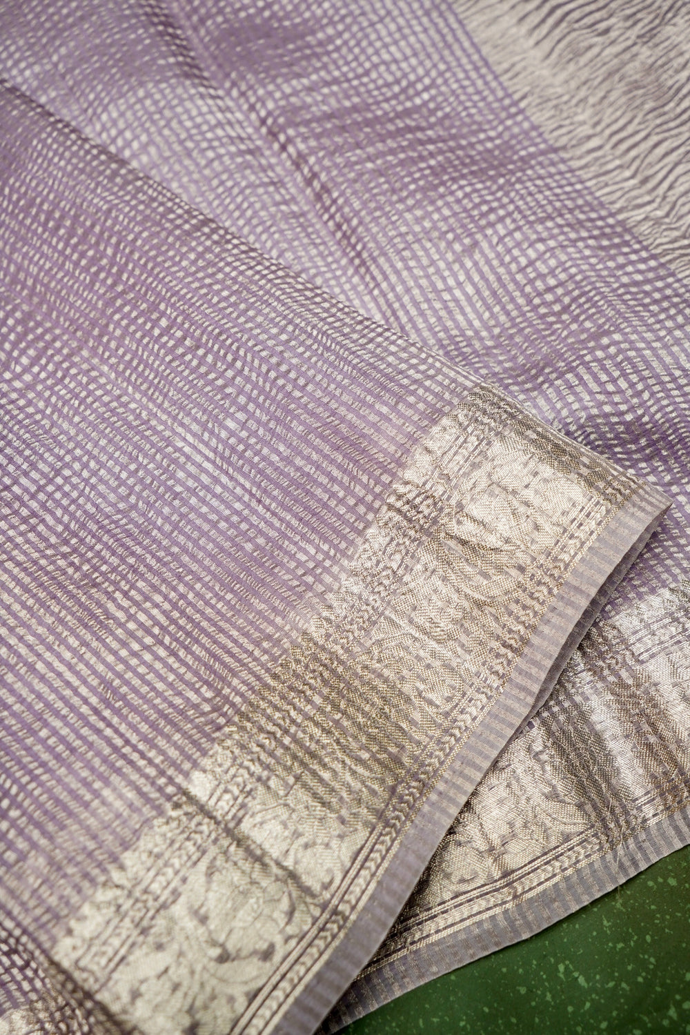 Handwoven Dual Color Banarasi Crush Tissue Silk Saree