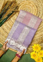 Handwoven Lavender Banarasi Crush Tissue Silk Saree