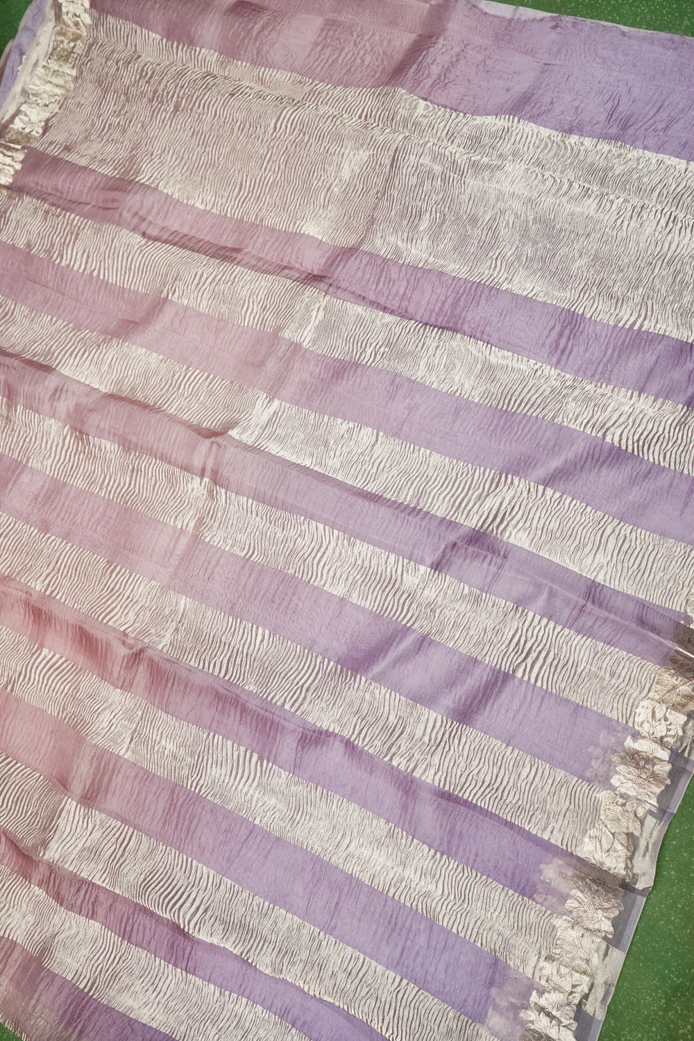 Handwoven Lavender Banarasi Crush Tissue Silk Saree