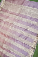 Handwoven Lavender Banarasi Crush Tissue Silk Saree