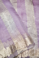 Handwoven Lavender Banarasi Crush Tissue Silk Saree