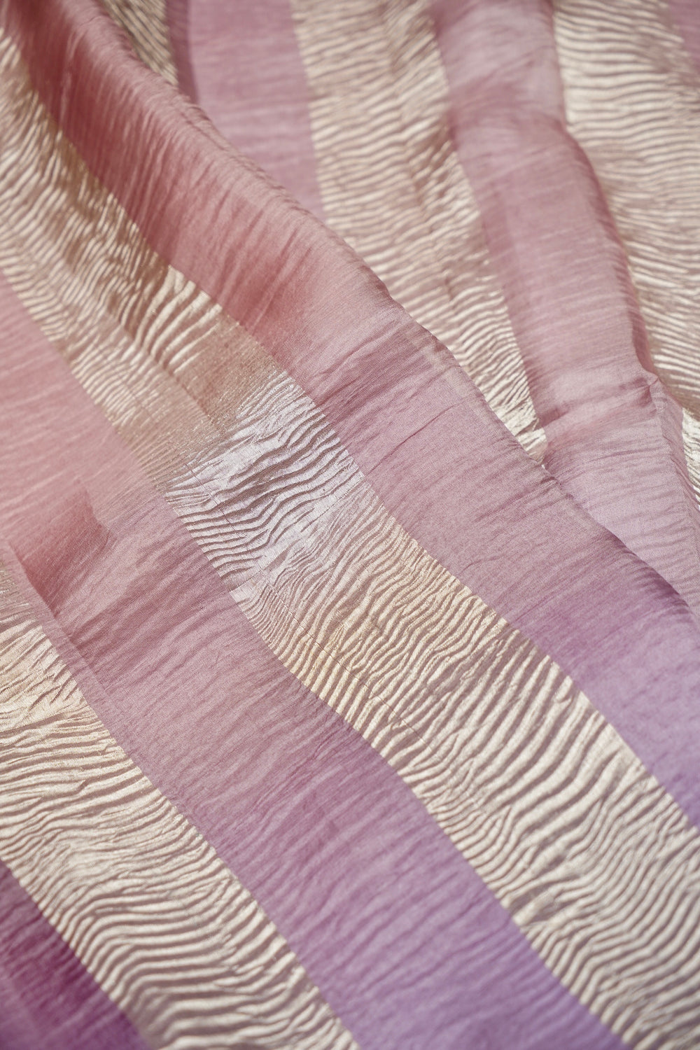 Handwoven Lavender Banarasi Crush Tissue Silk Saree