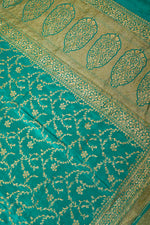 Handwoven Pine Green Banarasi Crape Georgette Saree