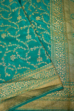 Handwoven Pine Green Banarasi Crape Georgette Saree