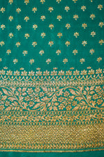 Handwoven Pine Green Banarasi Crape Georgette Saree