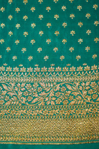 Handwoven Pine Green Banarasi Crape Georgette Saree