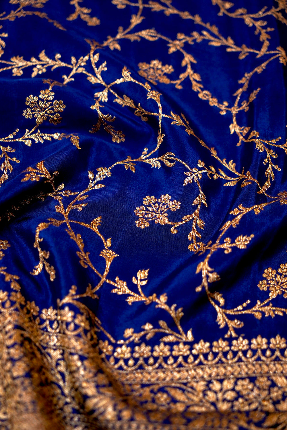 Handwoven Royal Blue Banarasi Crape Georgette Saree