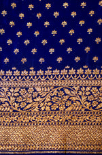 Handwoven Royal Blue Banarasi Crape Georgette Saree