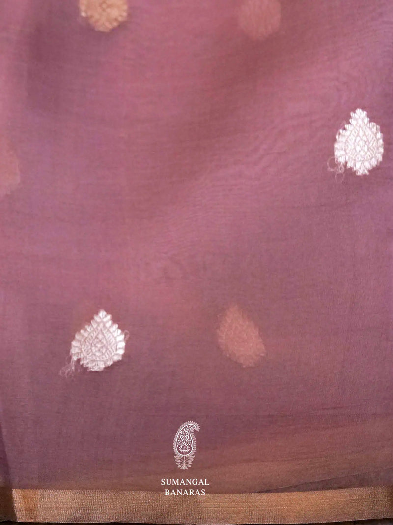 Handwoven Onion Pink Banarasi Organza Saree