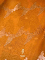 Handwoven Mango Orange Banarasi Organza Saree