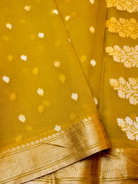 Handwoven Mustard Banarasi Kora Silk Saree