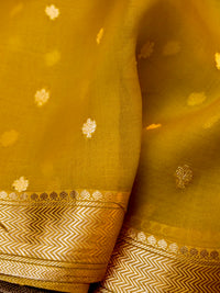 Handwoven Mustard Banarasi Kora Silk Saree