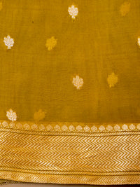 Handwoven Mustard Banarasi Kora Silk Saree