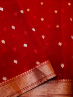 Handwoven Red Banarasi Kora Silk Saree