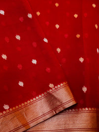 Handwoven Red Banarasi Kora Silk Saree