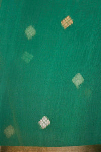 Handwoven Green Banarasi Kora Silk Saree