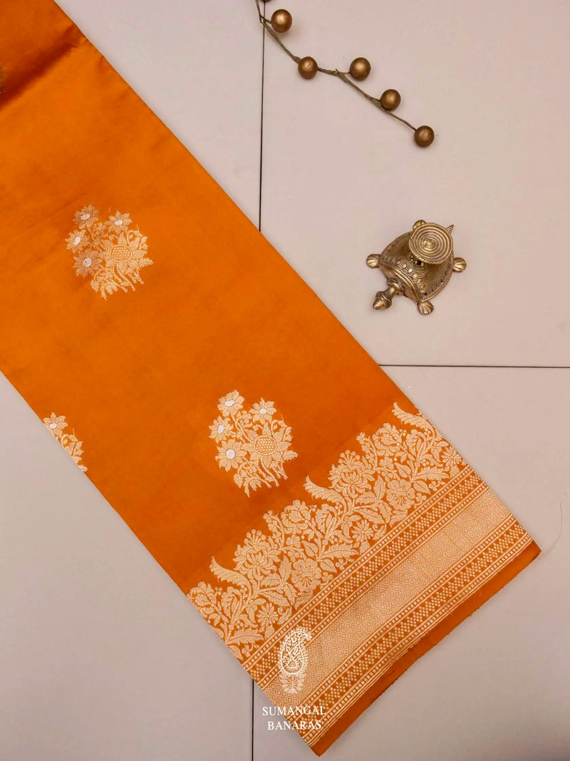 Handwoven Mustard Banarasi Katan Soft Silk Saree