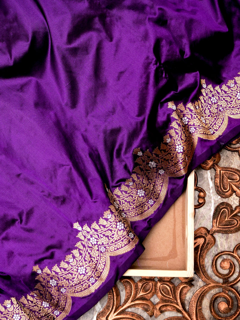 Handwoven Violet Banarasi Katan silk Saree