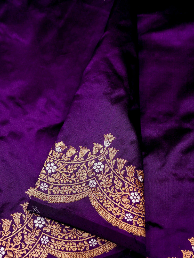 Handwoven Violet Banarasi Katan silk Saree