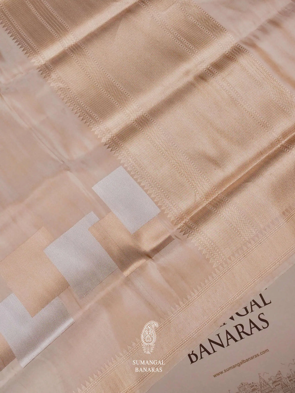 Handwoven Beige Banarasi Tissue Soft Silk Saree