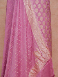 Handwoven Banarasi Pink Khaddi Georgette Suit