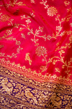 Handwoven Magenta Banarasi Crape Georgette Saree