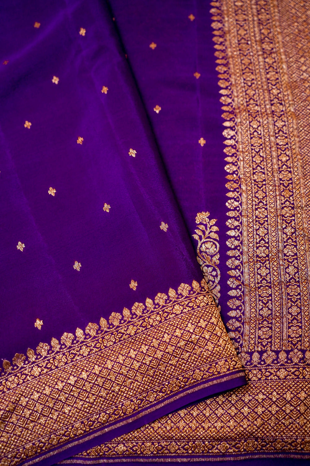 Handwoven Purple Banarasi Crape Georgette Saree