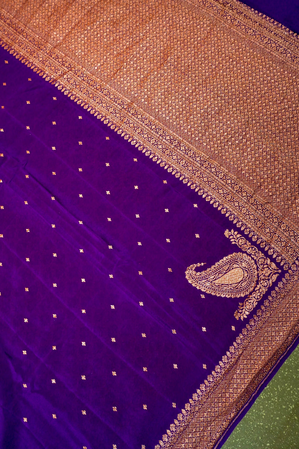 Handwoven Purple Banarasi Crape Georgette Saree