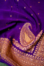 Handwoven Purple Banarasi Crape Georgette Saree