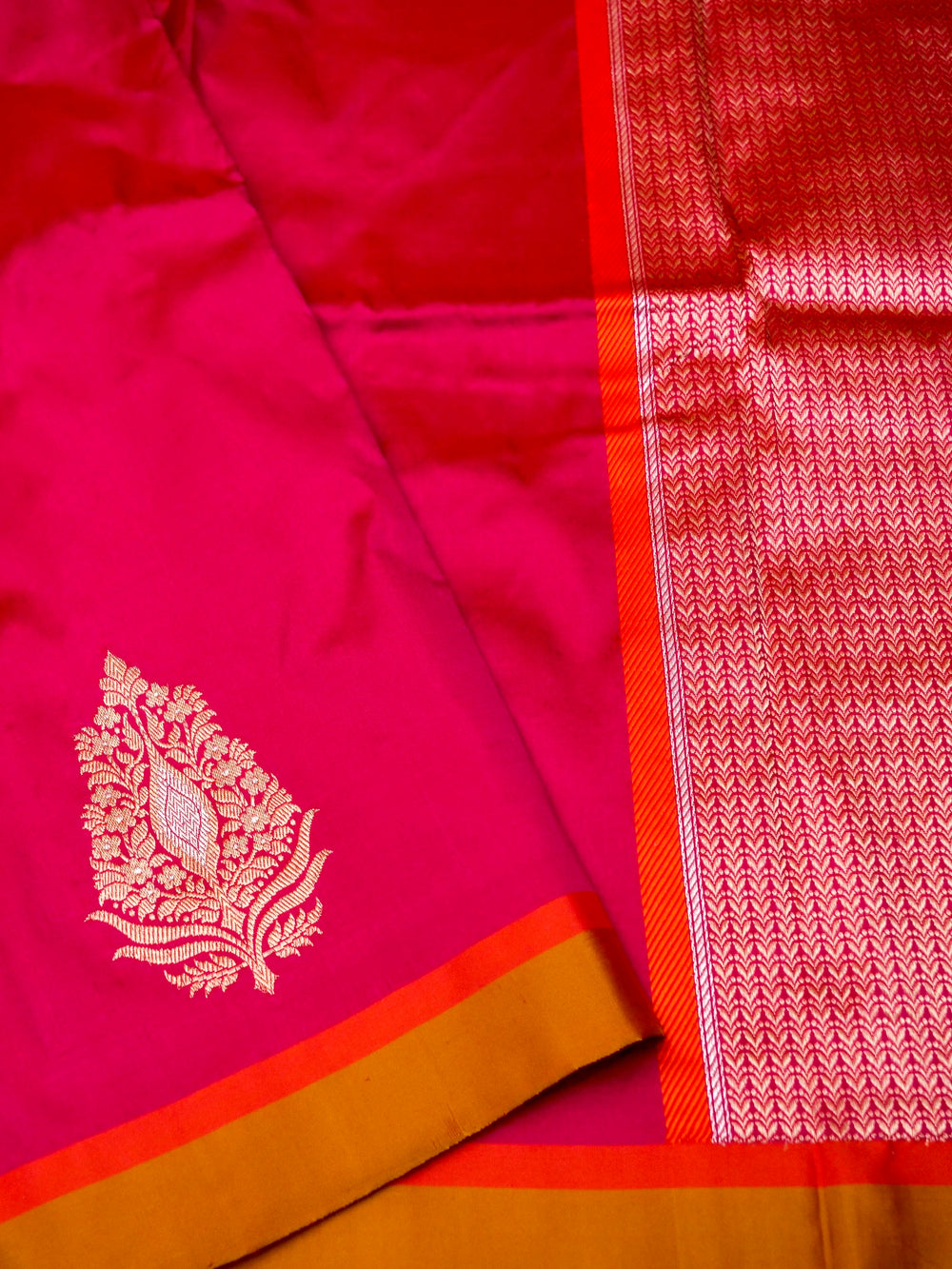 Handwoven Magenta Banarasi Katan Silk Saree