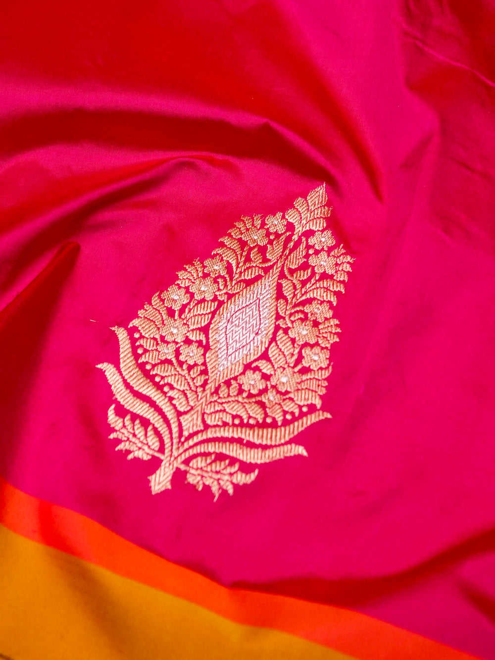 Handwoven Magenta Banarasi Katan Silk Saree