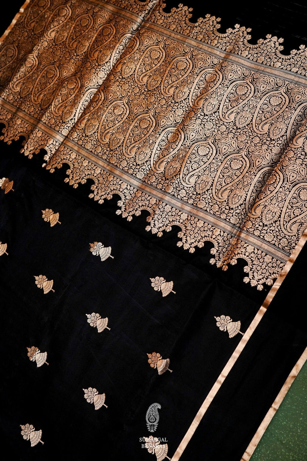 Handwoven Black Banarasi Katan Silk Saree