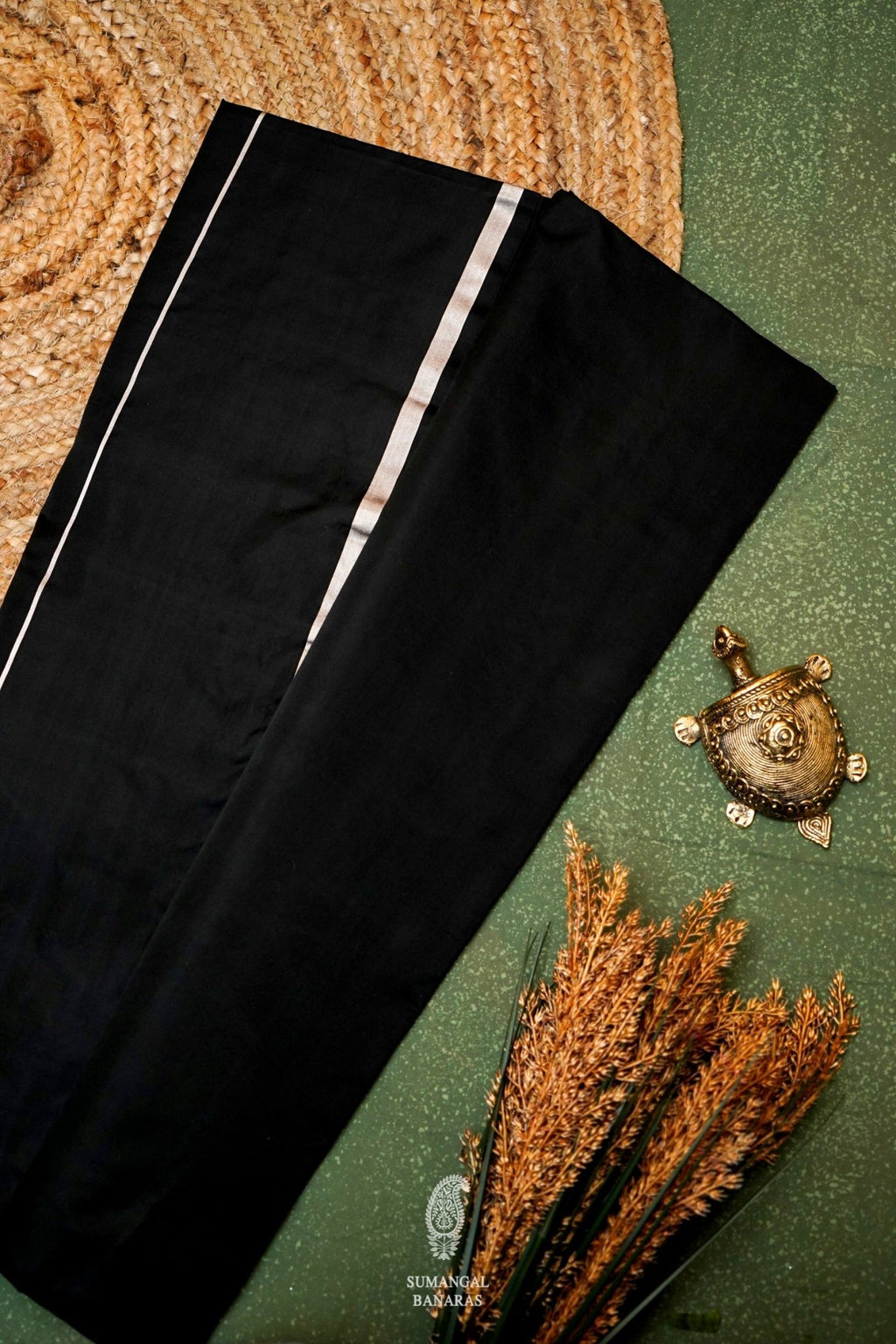 Handwoven Black Banarasi Katan Silk Saree