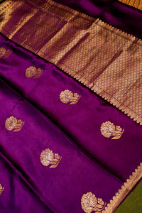 Handwoven Purple Banarasi Mashru SilkSaree