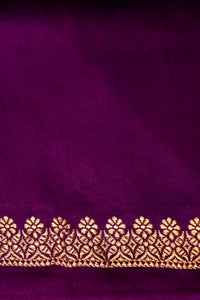 Handwoven Purple Banarasi Mashru SilkSaree