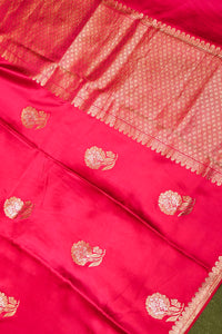 Handwoven Pink Banarasi Katan Silk Saree