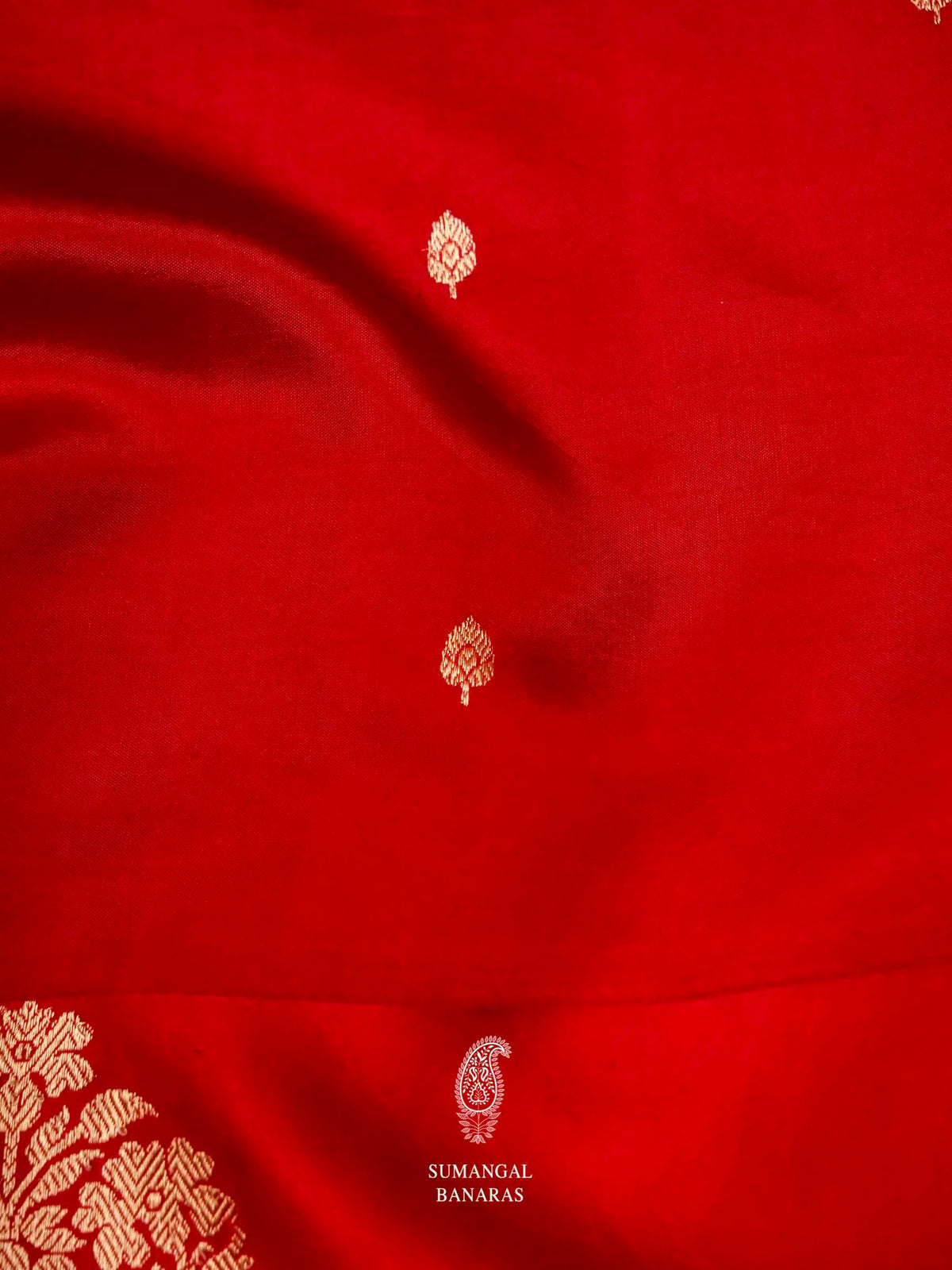 Handwoven Red Banarasi Katan Soft Silk Saree