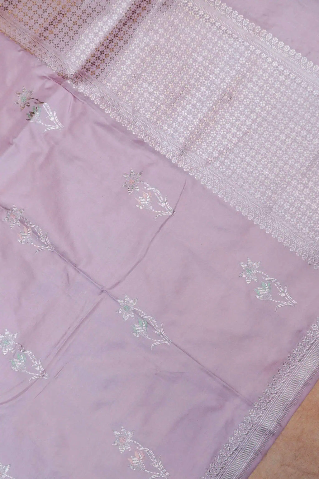 Handwoven Pastel Purple Banarasi  Katan Silk Saree