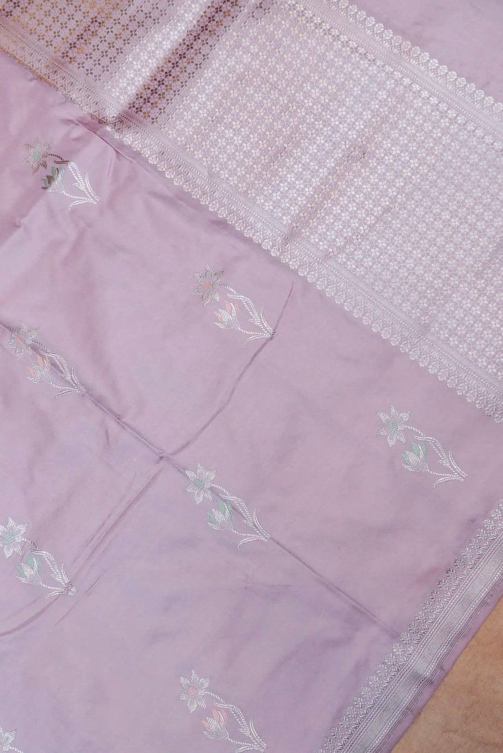 Handwoven Pastel Purple Banarasi  Katan Silk Saree