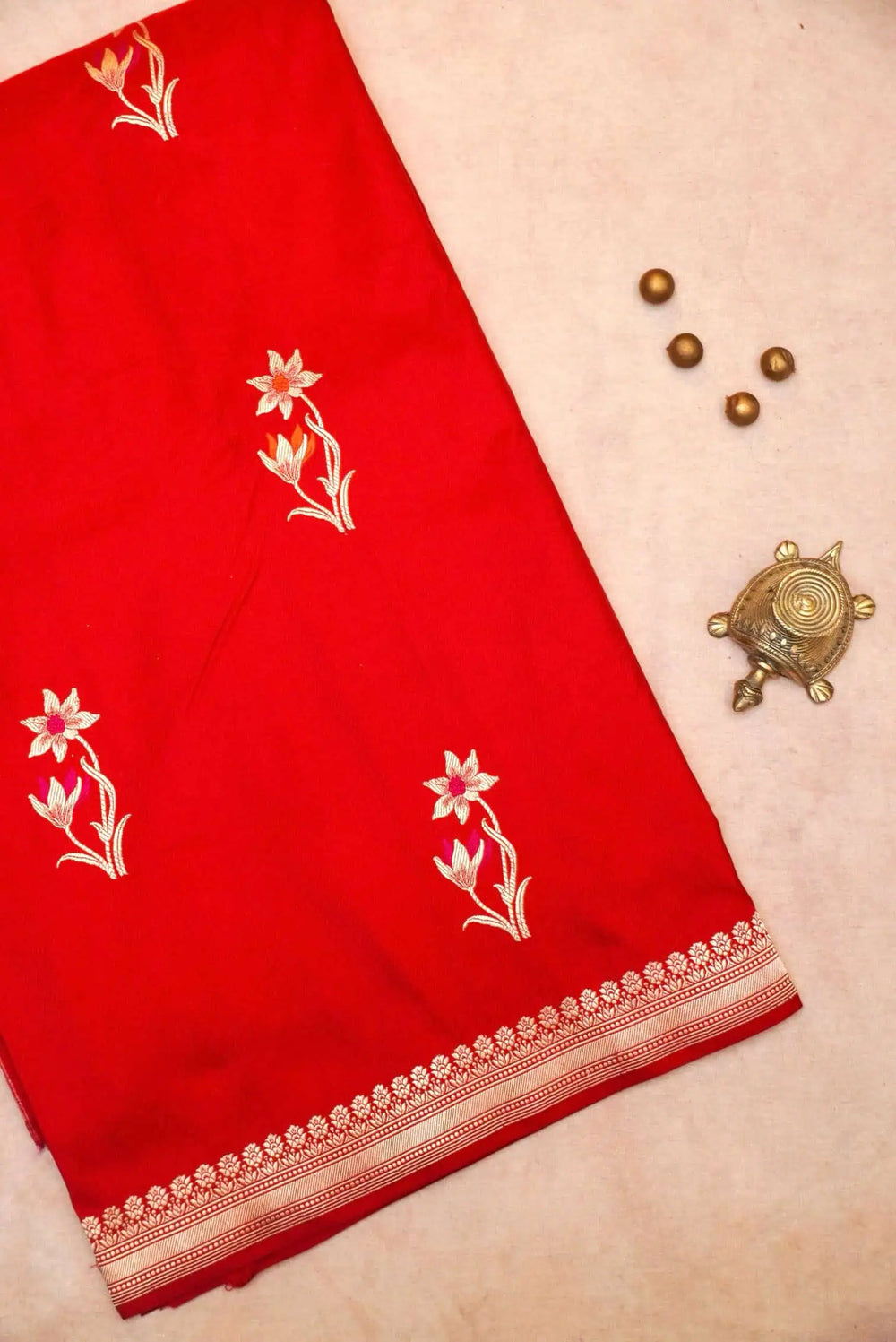 Handwoven Red Banarasi  Katan Silk Saree