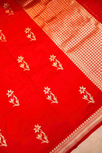 Handwoven Red Banarasi  Katan Silk Saree