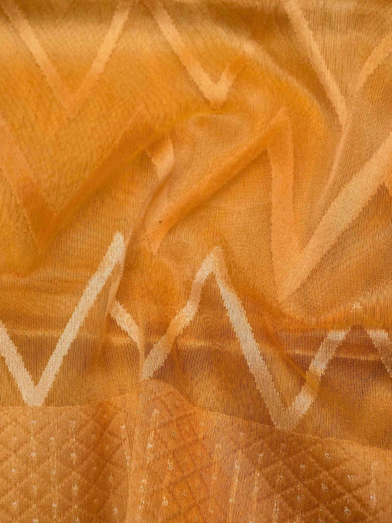 Handwoven Subtle gold Banaras Kora Organza Silk Saree