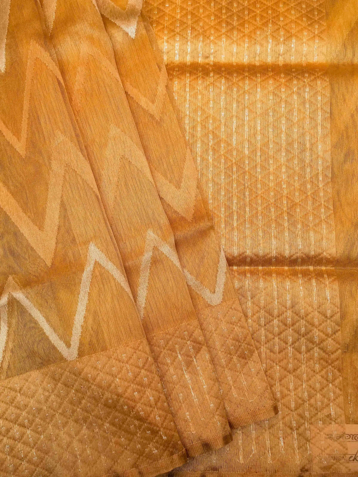 Handwoven Subtle gold Banaras Kora Organza Silk Saree