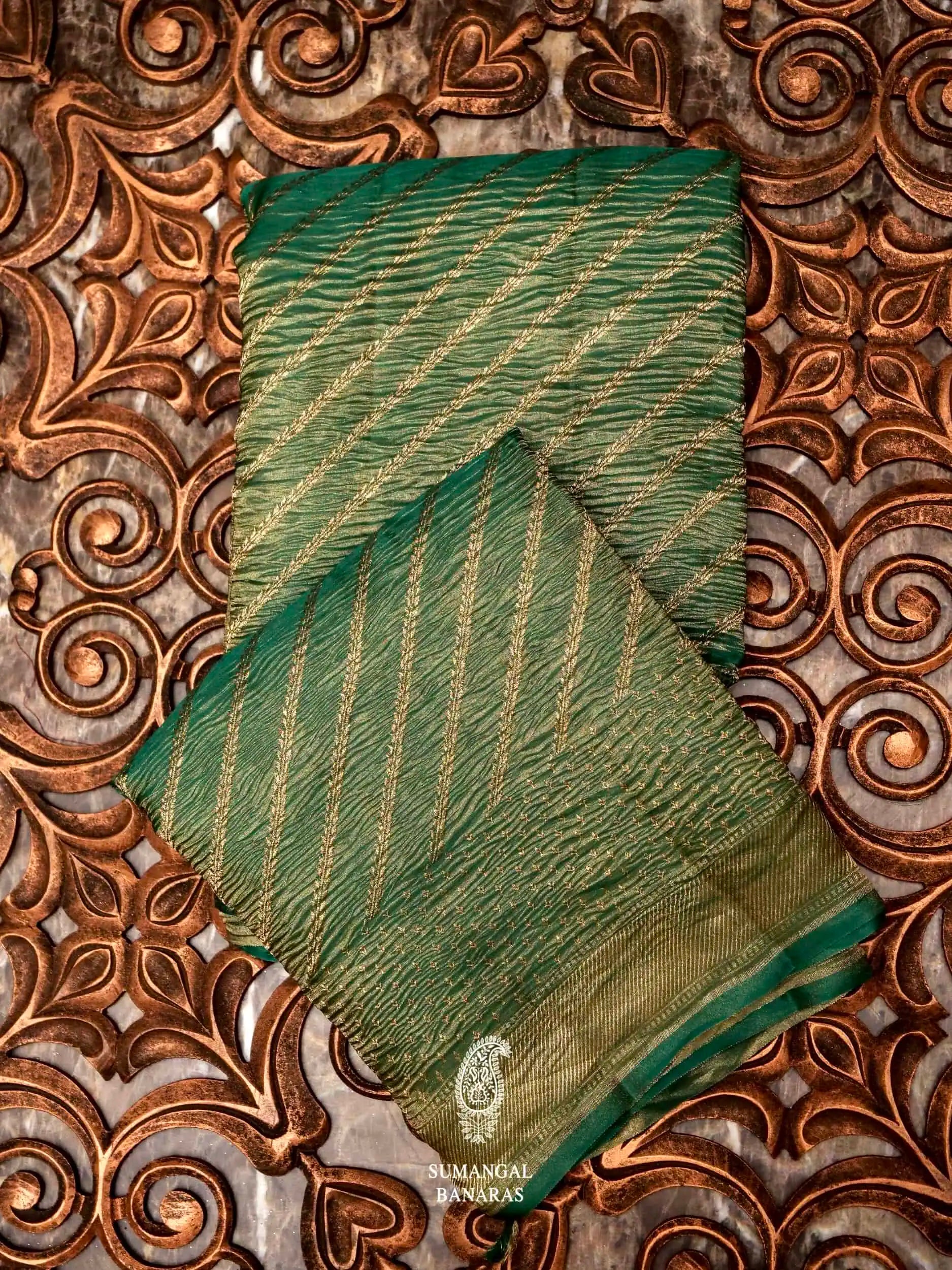 Buy Mustard Zari Work Raw Silk Saree - Koskii