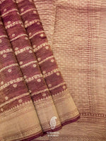 Handwoven Brown Banarasi Crush Tissue Silk Saree