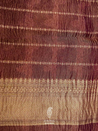 Handwoven Brown Banarasi Crush Tissue Silk Saree