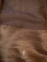 Handwoven Brown Banarasi  Crush Tissue Silk Saree