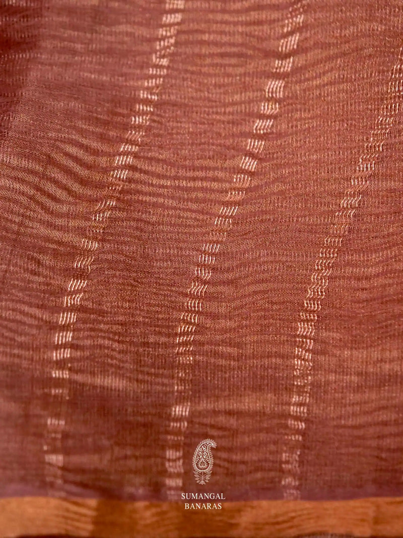 Handwoven Golden Banarasi  Crush Tissue Silk Saree