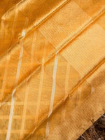 Handwoven Glittery Gold Kora Organza Silk Saree